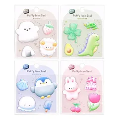 KRGNPLE 2026 年新モデル 実店舗品質 4 枚 マシュマロシール ぷにぷに ちいかわ もっちりシール 3D 立体 泡綿 手帳用 DIY 手帳デコ スマホ装飾 かわいい 簡単剥離 丈夫で破れにくい ギフト 人気（セット 265）