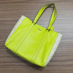 (i)売り尽くし COACH コーチ CJ496 トートバッグ ショルダーバック 2way シグネチャー イエロー