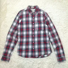 Abercrombie & Fitch アバクロンビー&フィッチ チェック柄 長袖シャツ メンズ M レッド×ホワイト系 （赤×白） 綿 コットン ブランド 中古 Y2K 古着