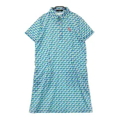 サイズ：M EFFICACE エフィカス  半袖ポロワンピース ワッペン キューブ 総柄 ホワイト系 [240101624636] ゴルフウェア レディース ストスト