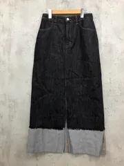 1chaku. イッチャク 前スリット ロールアップデニムロング スカート size縦M/横L－/ブラック ■■ レディース