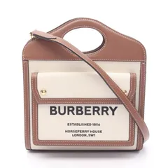 バーバリー BURBERRY ハンドバッグ ホースフェリー ホワイト/ブラウン レザー キャンバス ホースフェリー 2wayショルダー レディース Used B