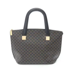 セリーヌ CELINE ハンドバッグ マカダム ブラウン PVCコーティングキャンバス マカダム ハンドバッグ レディース Used B
