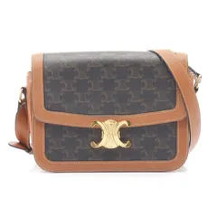 セリーヌ CELINE ショルダーバッグ クラシック トリオンフ ブラウン PVCコーティングキャンバス レザー トリオンフ ショルダーバッグ レディース Used B