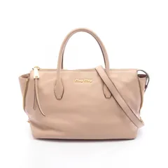 ミュウ ミュウ Miu Miu ハンドバッグ MADRAS マドラス ピンクベージュ レザー マドラス 2wayハンド レディース Used B