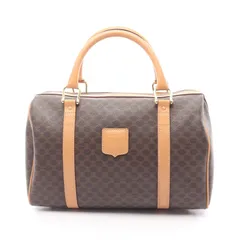 セリーヌ CELINE ハンドバッグ マカダム ダークブラウン PVCコーティングキャンバス レザー マカダム ミニボストン レディース Used B