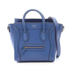 セリーヌ CELINE ハンドバッグ ラゲージ ナノショッパー ブルー レザー ラゲージ ナノ ショッパー レディース Used B