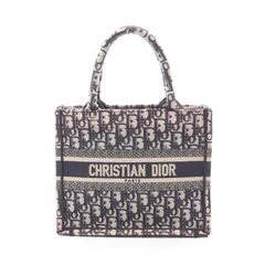 ディオール Dior トートバッグ BOOK TOTE ブックトート スモール アイボリー/ネイビー/ピンク キャンバス オブリーク ブックトート スモール レディース Used B