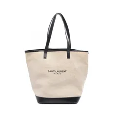 サンローランパリ SAINT LAURENT PARIS トートバッグ テディ ナチュラル/ブラック キャンバス レザー トートバッグ レディース Used Bのサムネイル