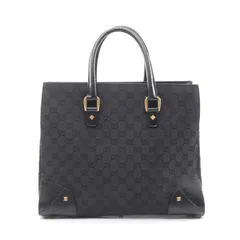 グッチ GUCCI ハンドバッグ GGキャンバス 120897 ブラック キャンバス レザー トートバッグ レディース Used B