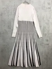 MERCURYDUO マーキュリーデュオ ハイネックリブニット ワンピース sizeM/白/黒/パープル ◆■ レディース