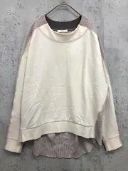 FAVORI ファヴォリ 異素材 ケーブルニット トレーナー スウェット size38/グレージュ ■■ レディース