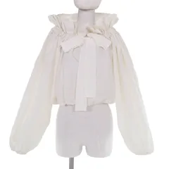 極美品☆PATOU  パトゥ TO0320011007W オーガニックコットン ドローストリングパフスリーブ トップス アイボリー 34 正規品 レディース