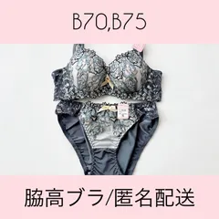 【匿名配送・新品未使用・送料込み】10586BU sanei サンエイ ブラショーツセット ブルーグレー 脇高ブラ 花柄 レース B70,B75