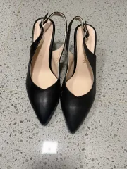 ブラック ミュール スリングバック ヒール