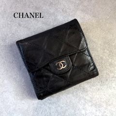 良品】希少シャネルCHANELマトラッセ ミニ財布ココマーク小物入黒 鑑定 