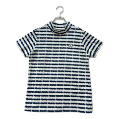 中古 レディース パーリーゲイツ PEARLY GATES 半袖シャツ 1(M) 白×青 モックネック ハイネック Coolロゴ