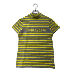 中古 レディース パーリーゲイツ PEARLY GATES 半袖シャツ 0(S) 黄色×グレー モックネック ハイネック ボーダー