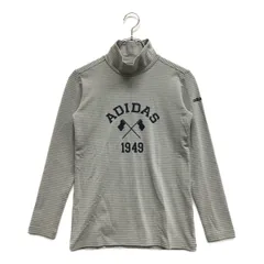 中古 レディース アディダスゴルフ adidas GOLF 長袖シャツ S グレー ボーダー モックネック ハイネック