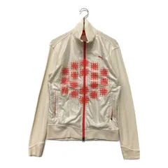 中古 メンズ プーマ PUMA ブルゾン M オフ白×ピンク ダブルジップ 異素材 春秋