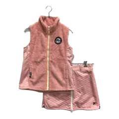 中古 レディース フィラゴルフ FILA GOLF セットアップ M ピンク ジップアップベスト＆スカート リバーシブル ボア素材