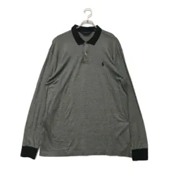 中古 メンズ ポロゴルフ POLO GOLF 長袖ポロシャツ XL 黒系 ブラック ラルフローレン 春秋