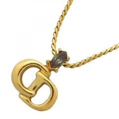 ★SALE【6jab0388】クリスチャンディオール ネックレス CDロゴ GPメッキ ラインストーン ゴールド【中古】レディース