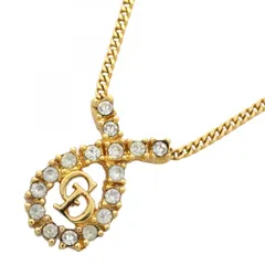 ★SALE【6jab0389】クリスチャンディオール ネックレス CDロゴ GPメッキ ラインストーン ゴールド【中古】レディース