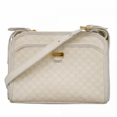 ★SALE【6ae5188-k】セリーヌ ショルダーバッグ マカダム PVC ホワイト ゴールド金具【中古】レディース