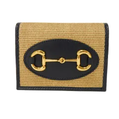 GUCCI グッチ ホースビット 1955 コンパクト ウォレット ネイビー スターマーク 札入れ カードケース コインケース ミニウォレット 財布 未使用 日本限定 キャンバス ベージュ 二つ折り財布 621887 H58AG 2599
