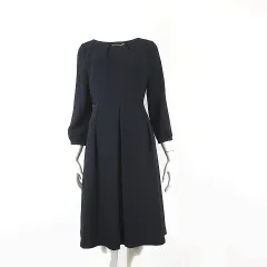 エニィスィス エニシス anySiS ワンピース セレモニー フォーマル フレア バックギャザー ひざ丈 7分袖 M 2 紺 ネイビー 美品