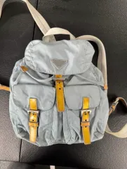 PRADA プラダ ナイロン ライト ブルーシルバー バックパック