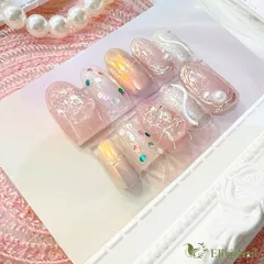 【現品】ネイルチップ　ピンク　シルバー　ニュアンス　ミラー