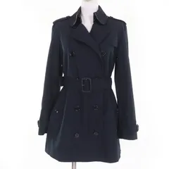 美品☆BURBERRY バーバリー 裏地ノバチェック ロゴボタン トレンチコート ネイビー 38 ガーメント付き イタリア製 レディース