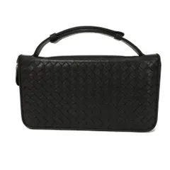 BOTTEGAVENETA ボッテガヴェネタ オーガナイザー VN ドキュメントケース カーフ ブラック ハンドル ラウンドファスナー トラベルケース 札入れ 小銭入れ カードケース コインケース イントレチャート 長財布 169730 V4651 1000
