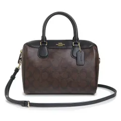 コーチ F32203 ベネット ミニ サッチェル シグネチャー PVCコーティングキャンバス レザー ブラック ブラウン 2way ショルダー ハンドバッグ ミニボストン 斜め掛け ゴールド金具 COACH（未使用　展示品）