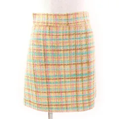 極美品★Miu Miu ミュウ ミュウ MG926 ウール モヘア混 台形 ツイードスカート ボトムス マルチ 40 イタリア製 正規品 レディース