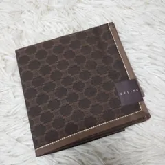 CELINE ハンカチ マカダム 総柄 ブラウン 綿 日本製 セリーヌ ハンカチーフ 高級感 おしゃれ