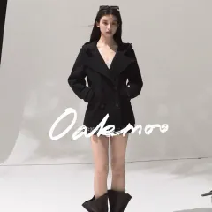 OAKMOO コート フードネック ウール裏地 フード ブラック コート M