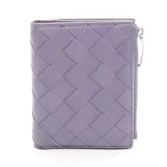 ボッテガヴェネタ BOTTEGA VENETA 二つ折り財布 イントレチャート パープル レザー イントレチャート 二つ折財布 レディース Used B