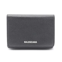 バレンシアガ BALENCIAGA 三つ折り財布 VILLE ヴィル ブラック レザー コンパクトウォレット レディース Used B