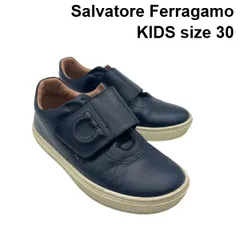 ● サルヴァトーレフェラガモ Salvatore Ferragamo スニーカー ガンチーニ ベルクロ ネイビー レザー 30 18.5cm～19.5cm キッズ 6V194