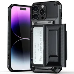 【在庫処分】Pro Pro ケース ケース ICカード収納 アイフォン14 米軍MIL規格取得 スタンド機能 耐衝撃 レンズ保護 3-4枚 擦り傷防止 カード収納 用 滑り止め 14 指紋防止 iPhone カバー 対応
