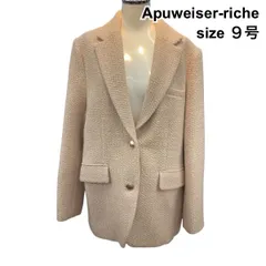 ◇◆■ アプワイザーリッシェ Apuweiser-riche ツィードジャケット アウター シングル テーラード ベージュ 2 M 9号 レディース Z6B430