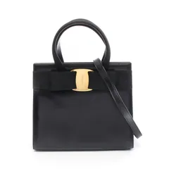 サルヴァトーレフェラガモ Salvatore Ferragamo ハンドバッグ ヴァラリボン ブラック レザー ヴァラリボン 2wayショルダー レディース Used B