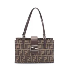 フェンディ FENDI ショルダーバッグ ズッカ ダークブラウン キャンバス レザー ズッカ ショルダーバッグ レディース Used B