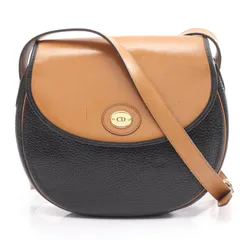 ディオール Dior ショルダーバッグ CDロゴ ブラウン/ブラック レザー ショルダーバッグ レディース Used B