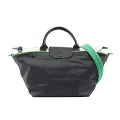 ロンシャン Longchamp ハンドバッグ LE PLIAGE RESCUE M ル プリアージュ レスキュー グレー/グリーン キャンバス レザー ル プリアージュ トップハンドルバッグ レディース
