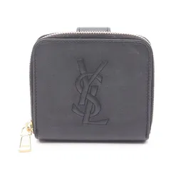 イヴ・サンローラン YVES SAINT LAURENT 二つ折り財布 モノグラム ブラック レザー カサンドラロゴ 二つ折財布 レディース Used B