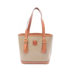 セリーヌ CELINE トートバッグ マカダム ベージュ/ブラウン PVCコーティングキャンバス レザー マカダム トートバッグ レディース Used B